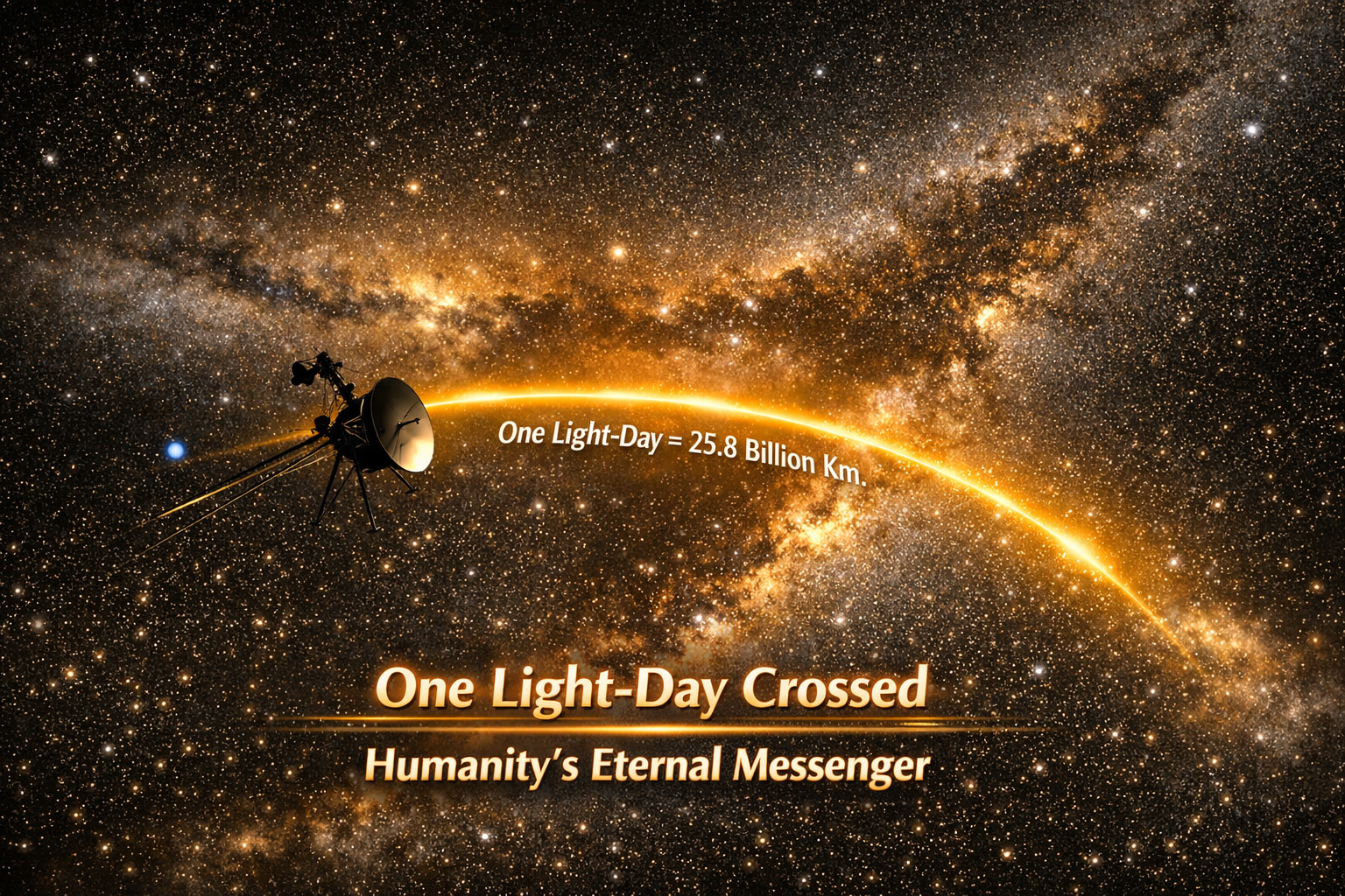 Voyager 1 spacecraft in interstellar space reaching one light-day distance from Earth