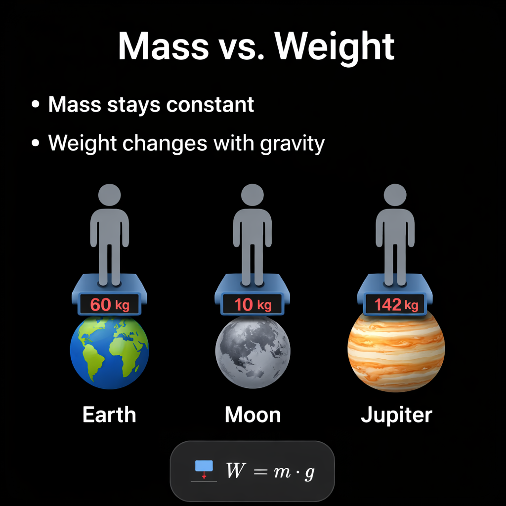 Mass vs Weight infographic