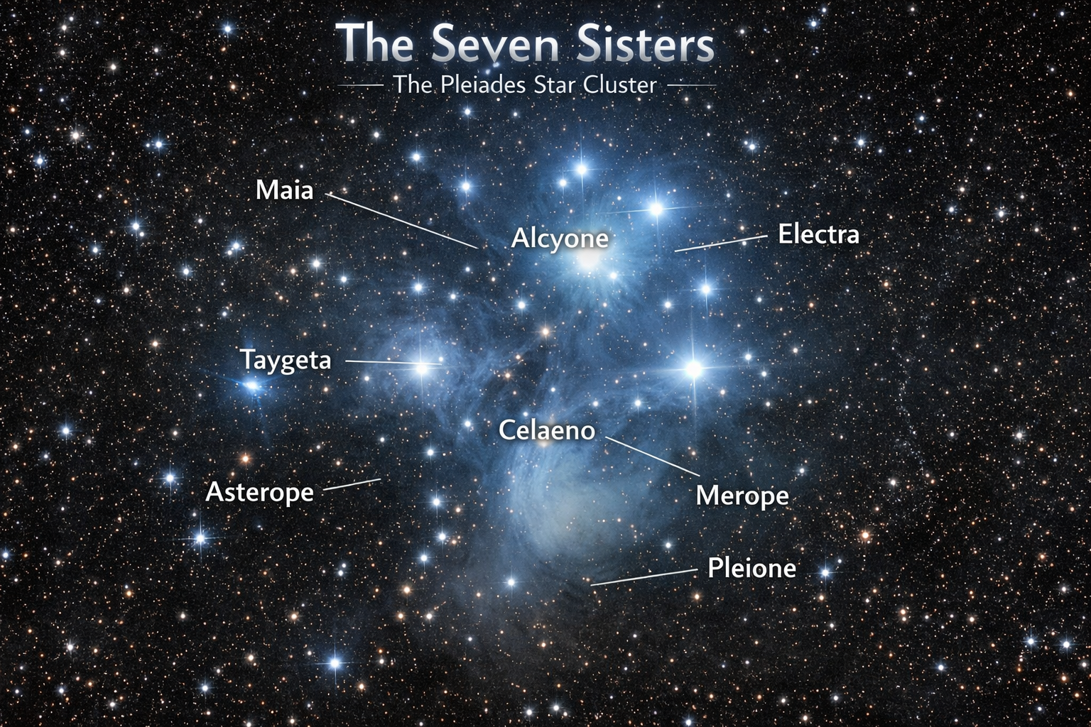 Annotated Pleiades Star Map