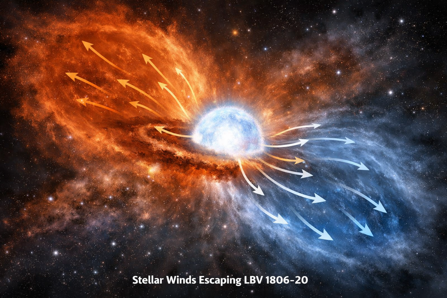 Visualization of stellar winds escaping LBV 1806-20