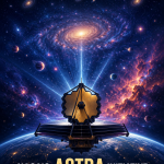 Concept illustration of NASA's ASTRA Initiative showing a next-generation space telescope above Earth, exploring distant galaxies, colorful nebulae, and future cosmic discoveries.
