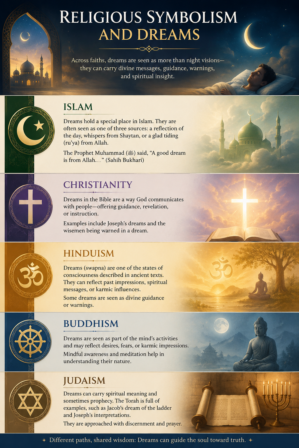 Religious symbolism and dream interpretation across major world faiths