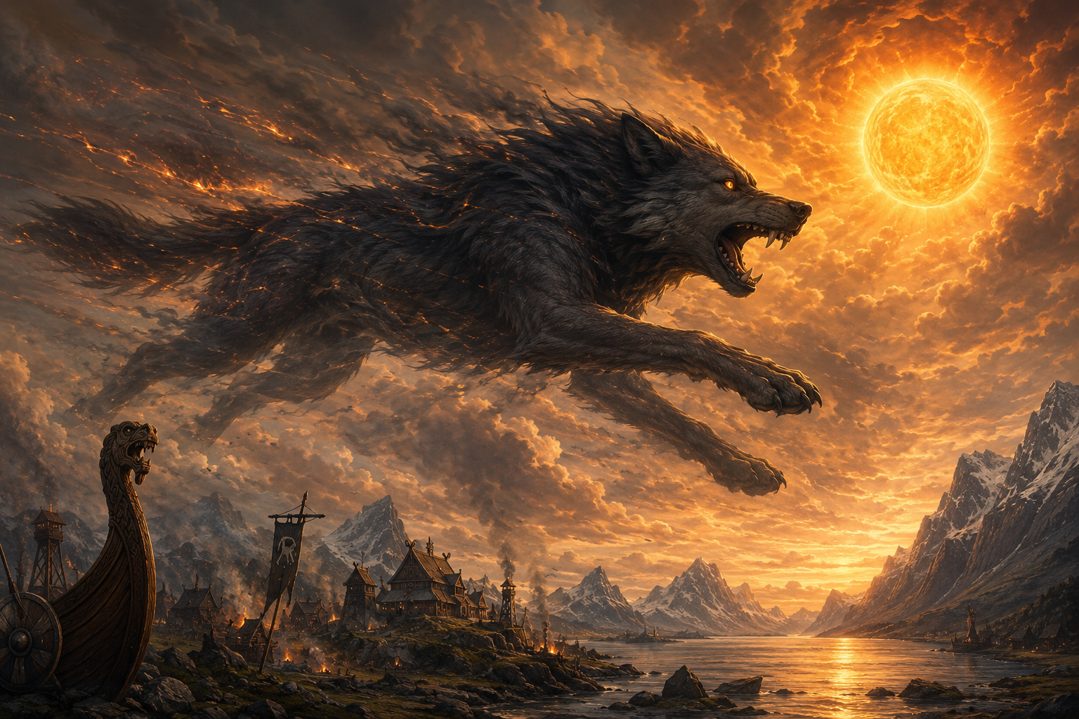 Sköll chasing the Sun in Norse mythology